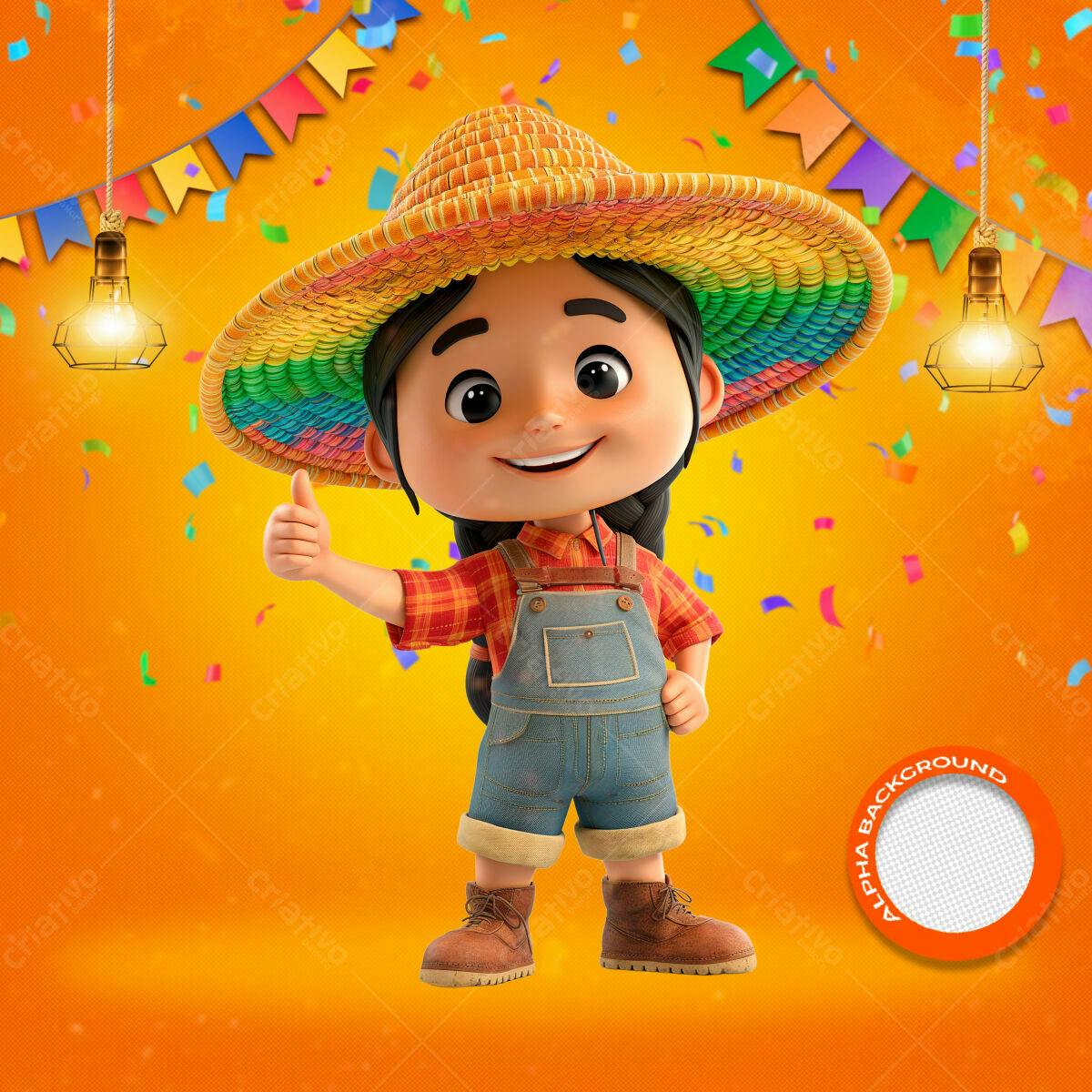 PSD Festa Junina com Menina 3D