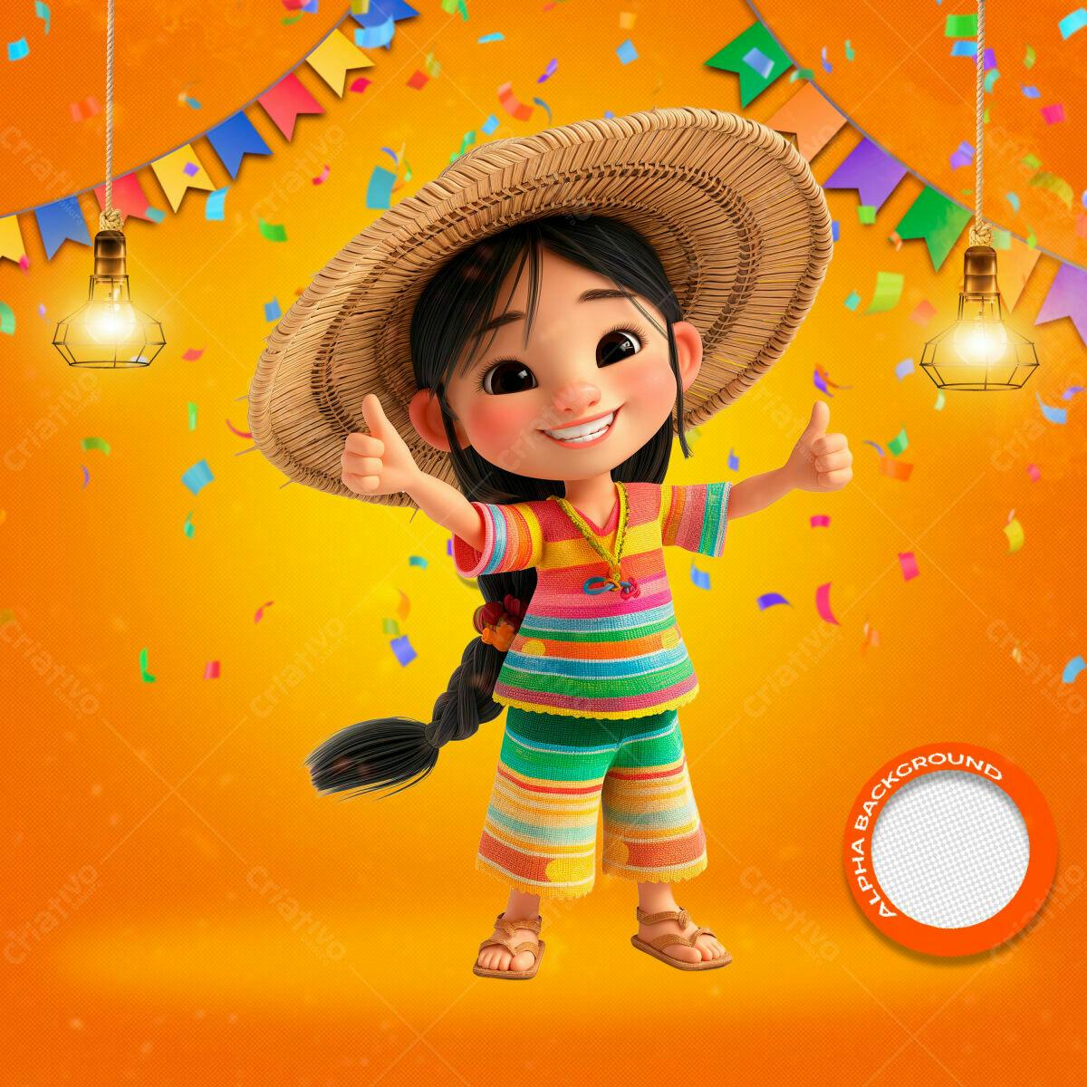 PSD Festa Junina Infantil Colorido