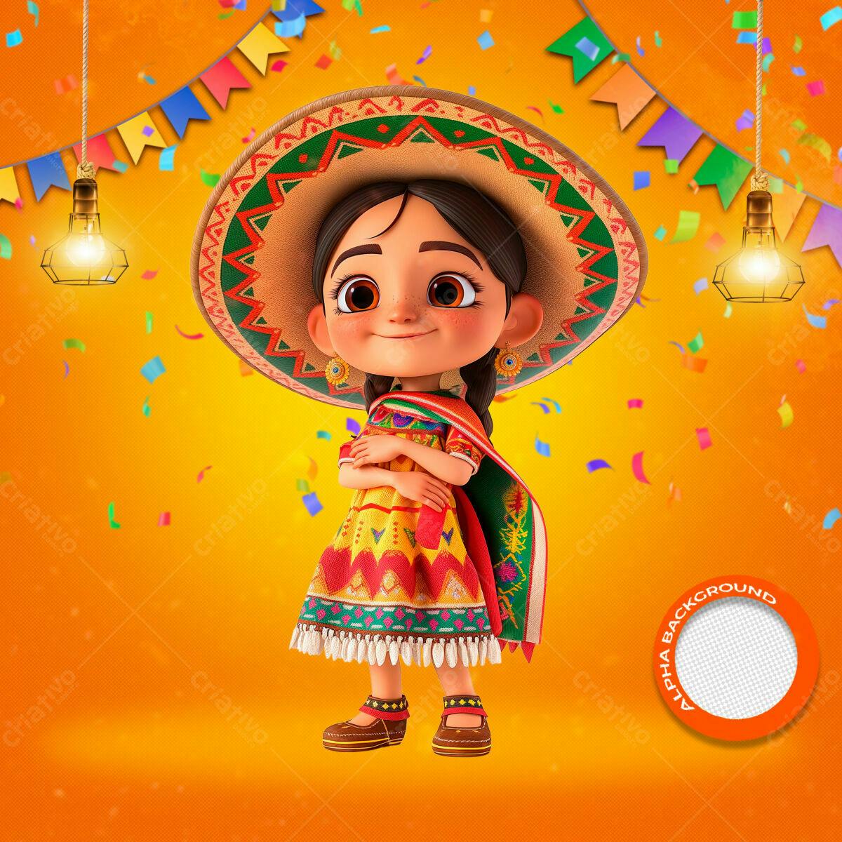 PSD para Festa Mexicana Infantil Editável