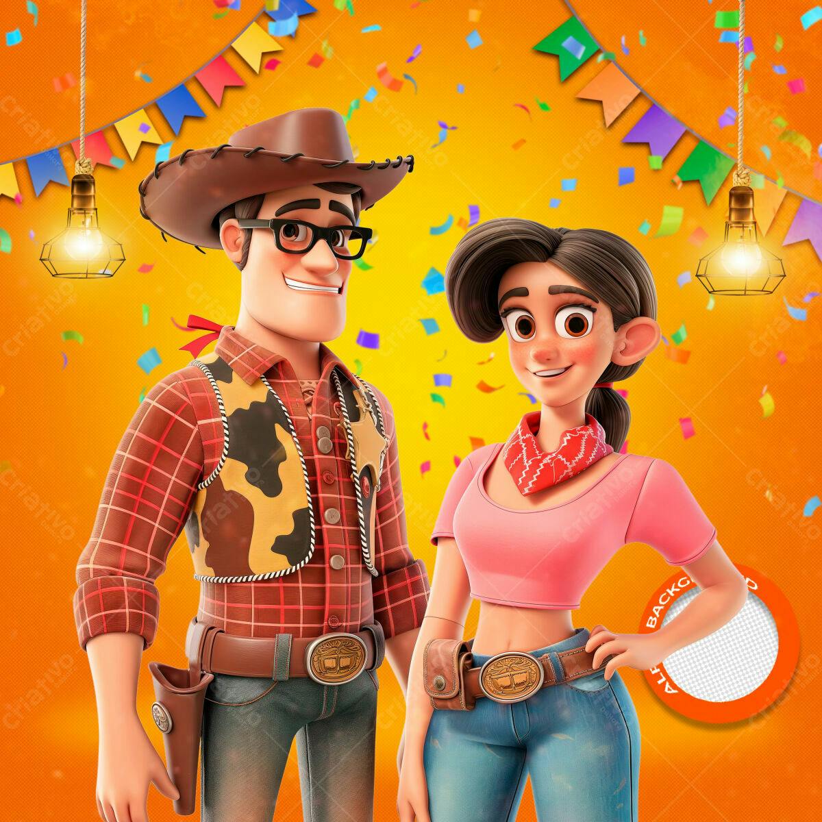 Background Festa Junina com Personagens Cartoon PSD Editável