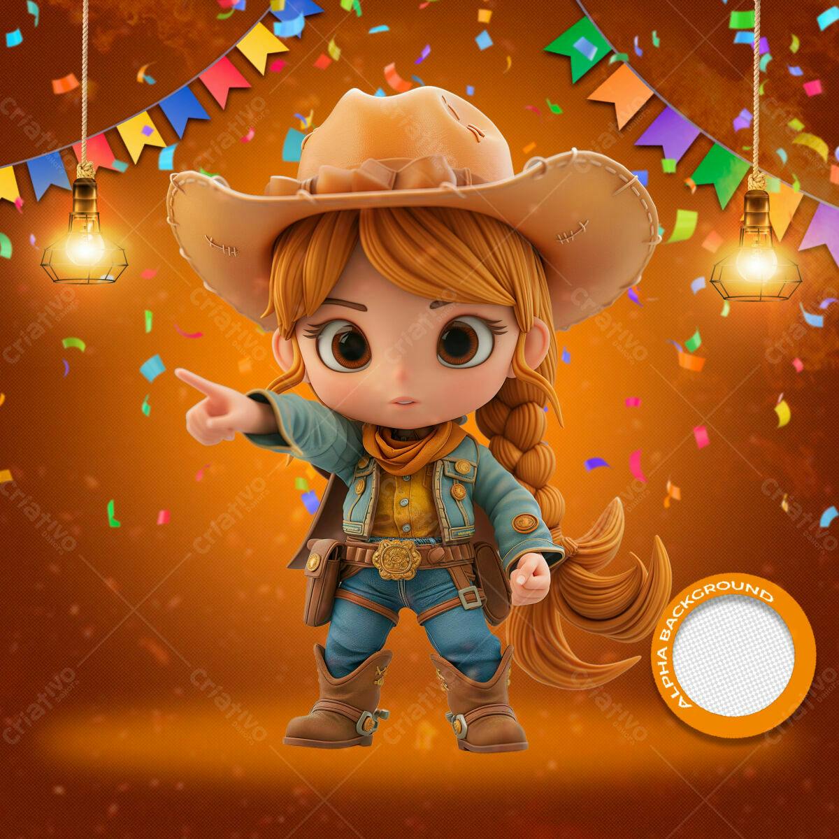 Flyer Festa Junina com Cowgirl PSD Editável