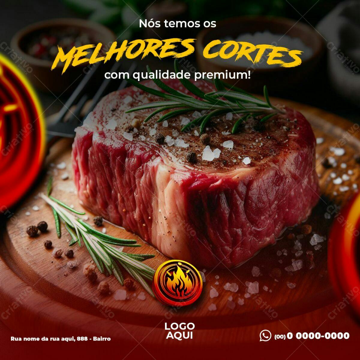 Post Instagram Churrascaria PSD Editável