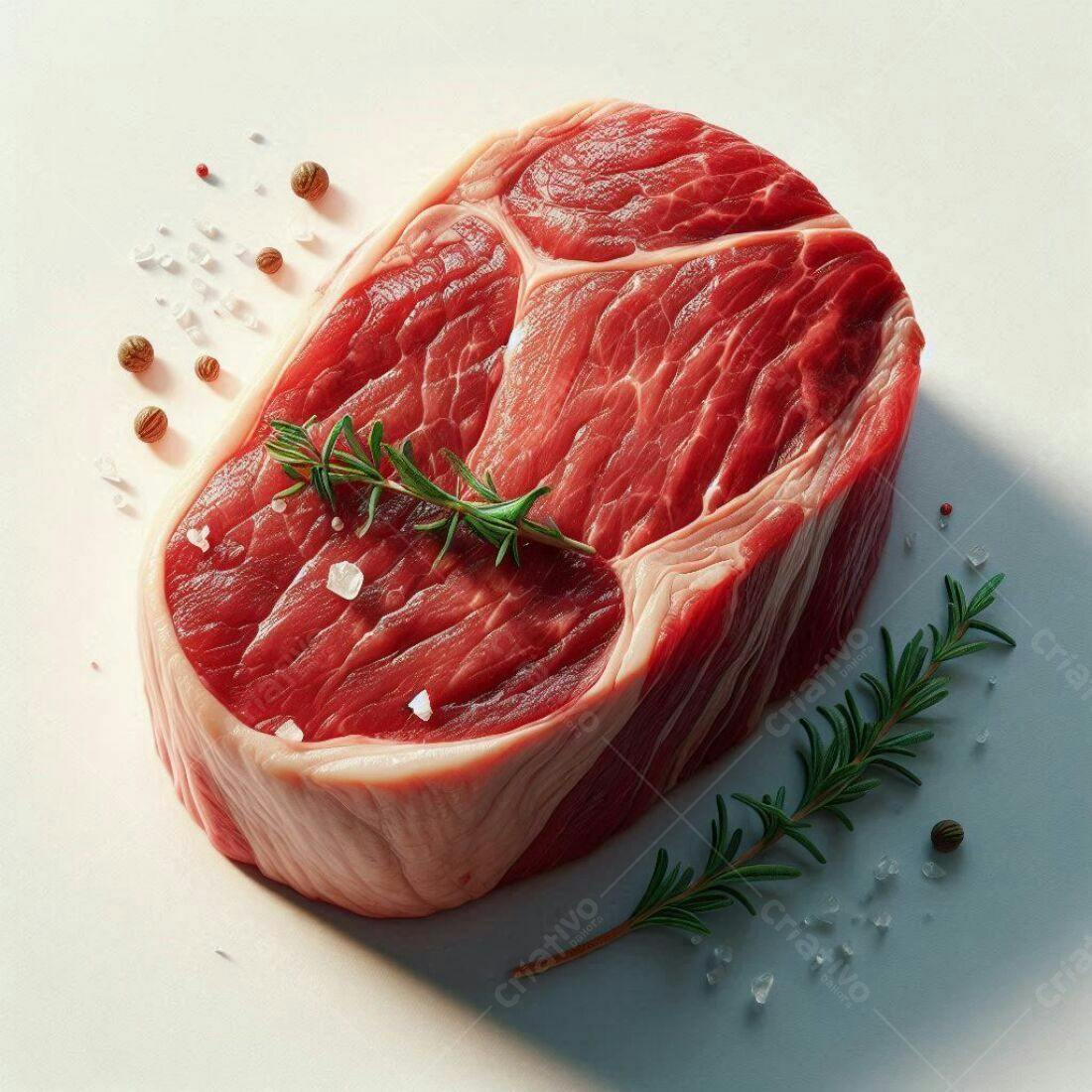 Steak cru com alecrim e temperos
