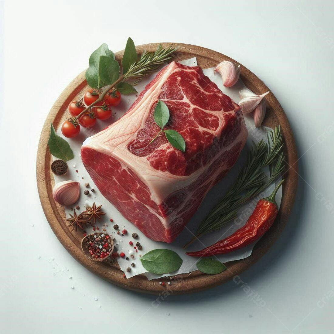 Corte de carne bovina com temperos