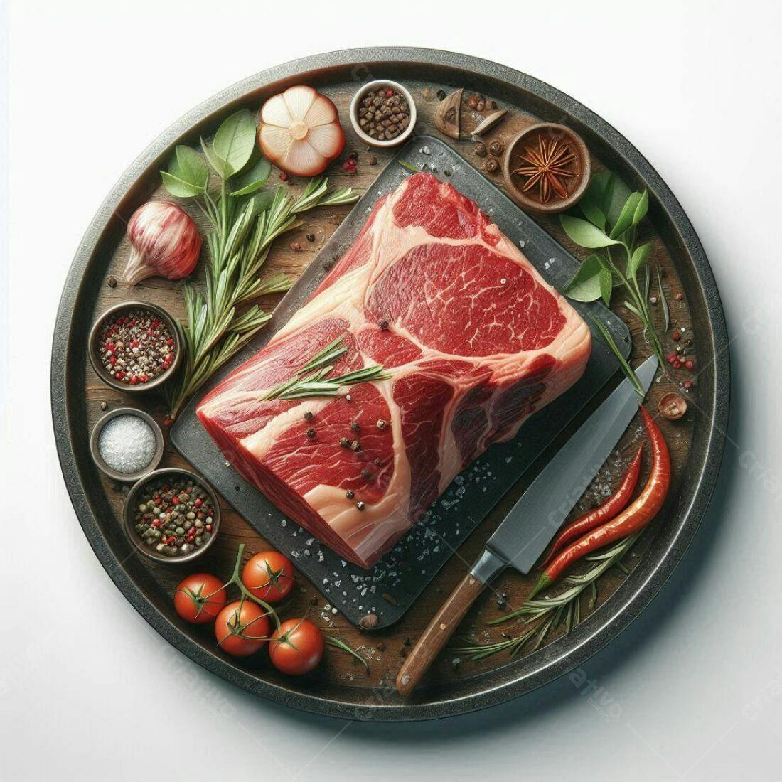 Carne vermelha crua com temperos