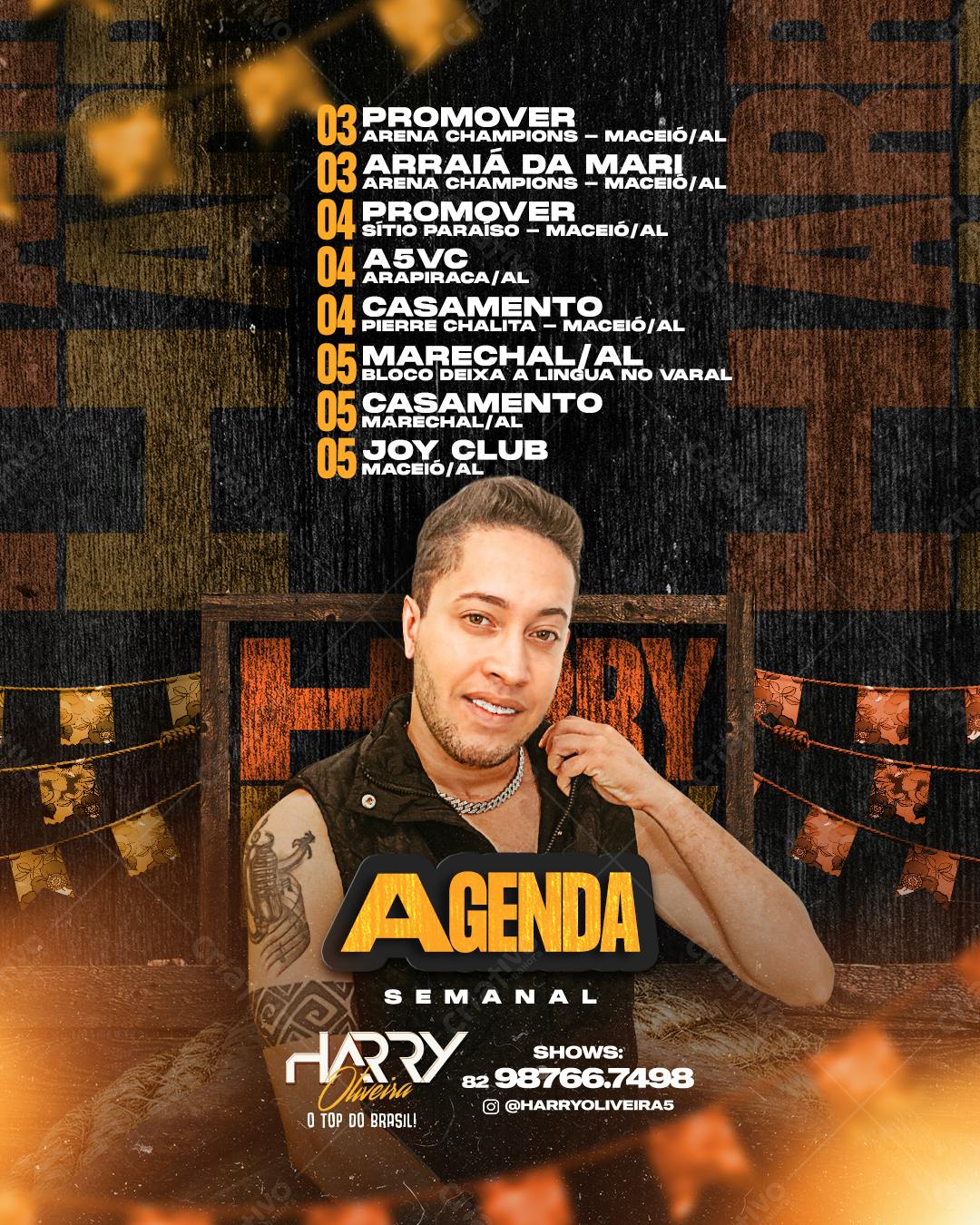 Flyer Agenda Semanal Harry Oliveira PSD Editável