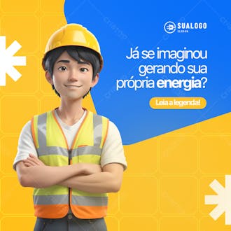 Já se imaginou gerando sua propria energia solar psd editáve