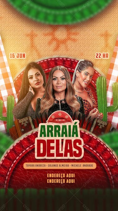 Flyer arraiá delas são joão story