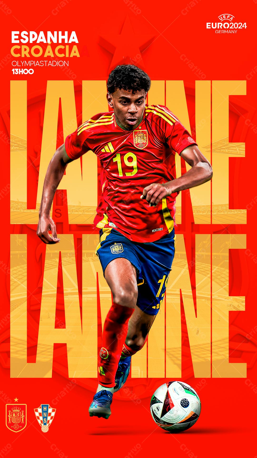 Flyer Espanha x Croácia Eurocopa 2024 PSD Editável