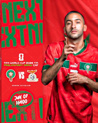 Flyer matchday ziyech seleção marroquina