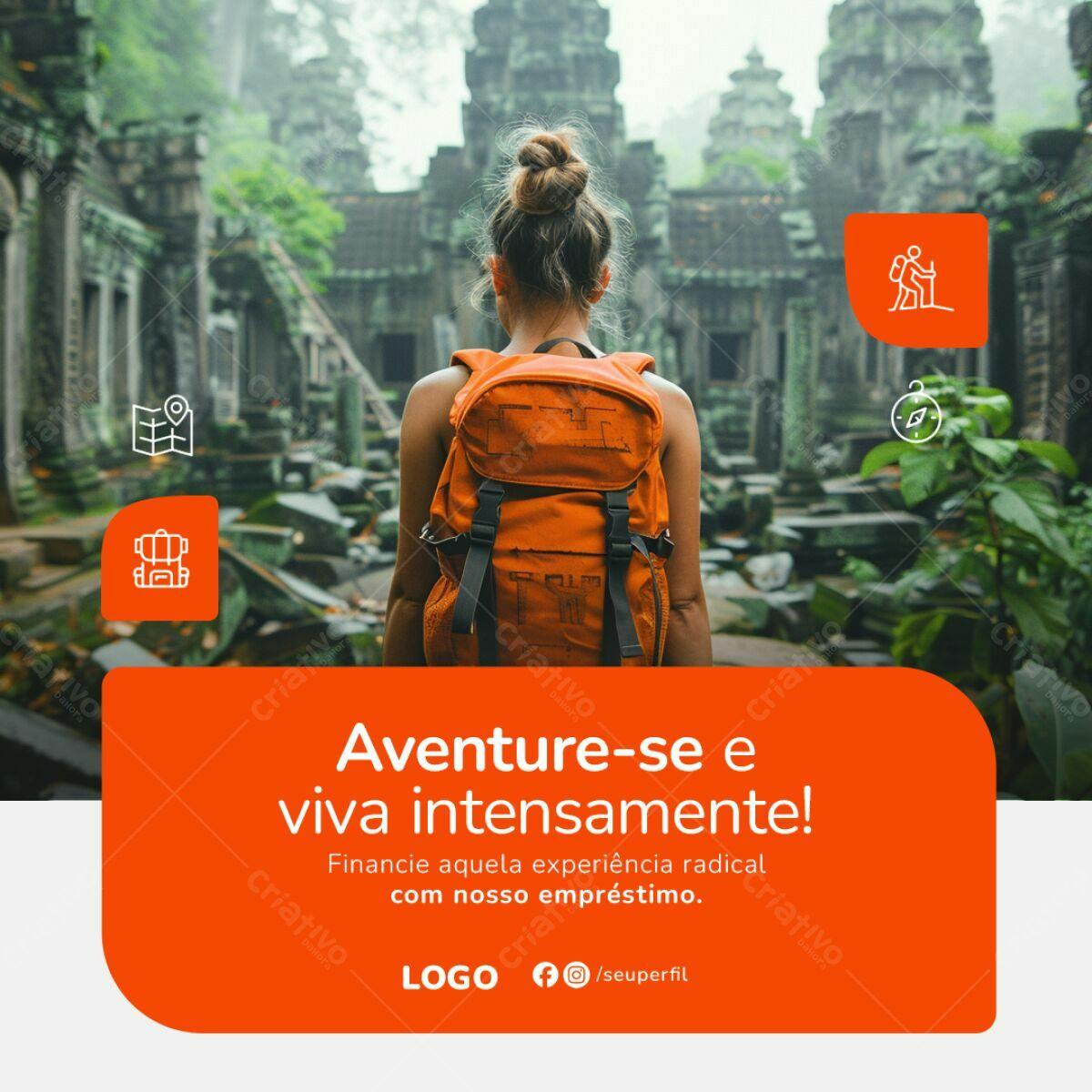 Post para Redes Sociais Turismo Aventura PSD Editável
