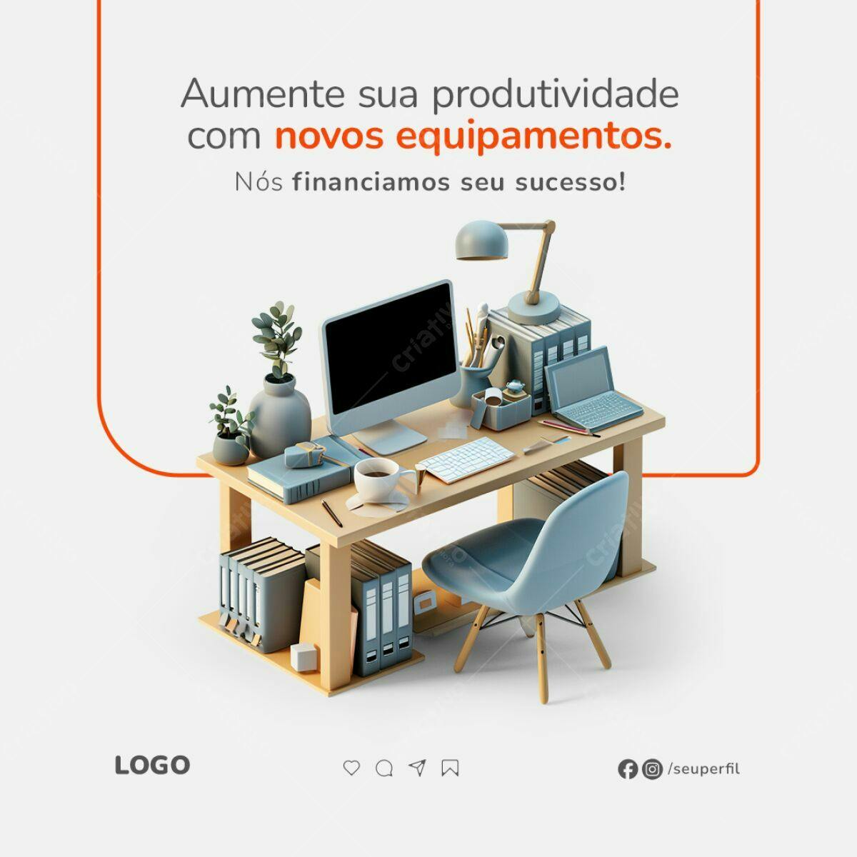 Post para Redes Sociais - Produtividade no Escritório PSD Editável