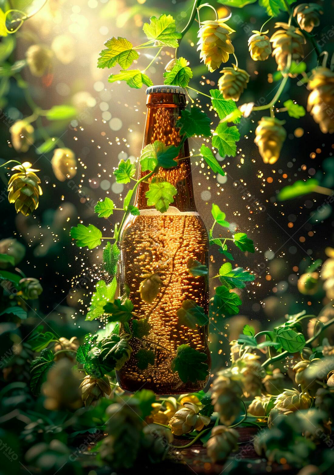 Garrafa de Cerveja com Lúpulo Fresca