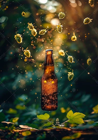Uma Garrafa De Cerveja Com Delicadas Vinhas De Lúpulo 49