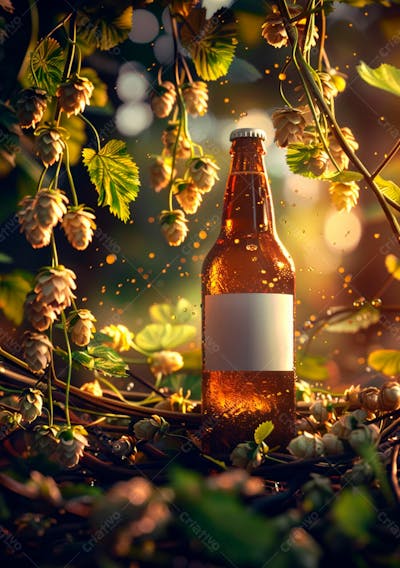 Uma Garrafa De Cerveja Com Delicadas Vinhas De Lúpulo 55