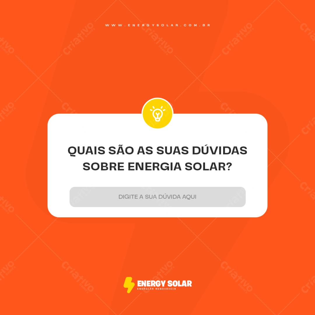 Post para Redes Sociais Energia Solar PSD Editável