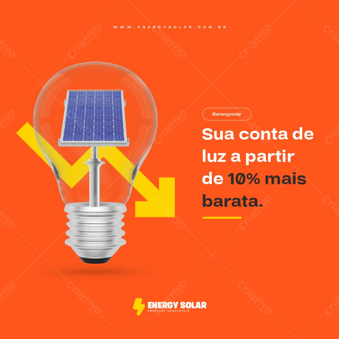 Post para Redes Sociais Energia Solar PSD Editável