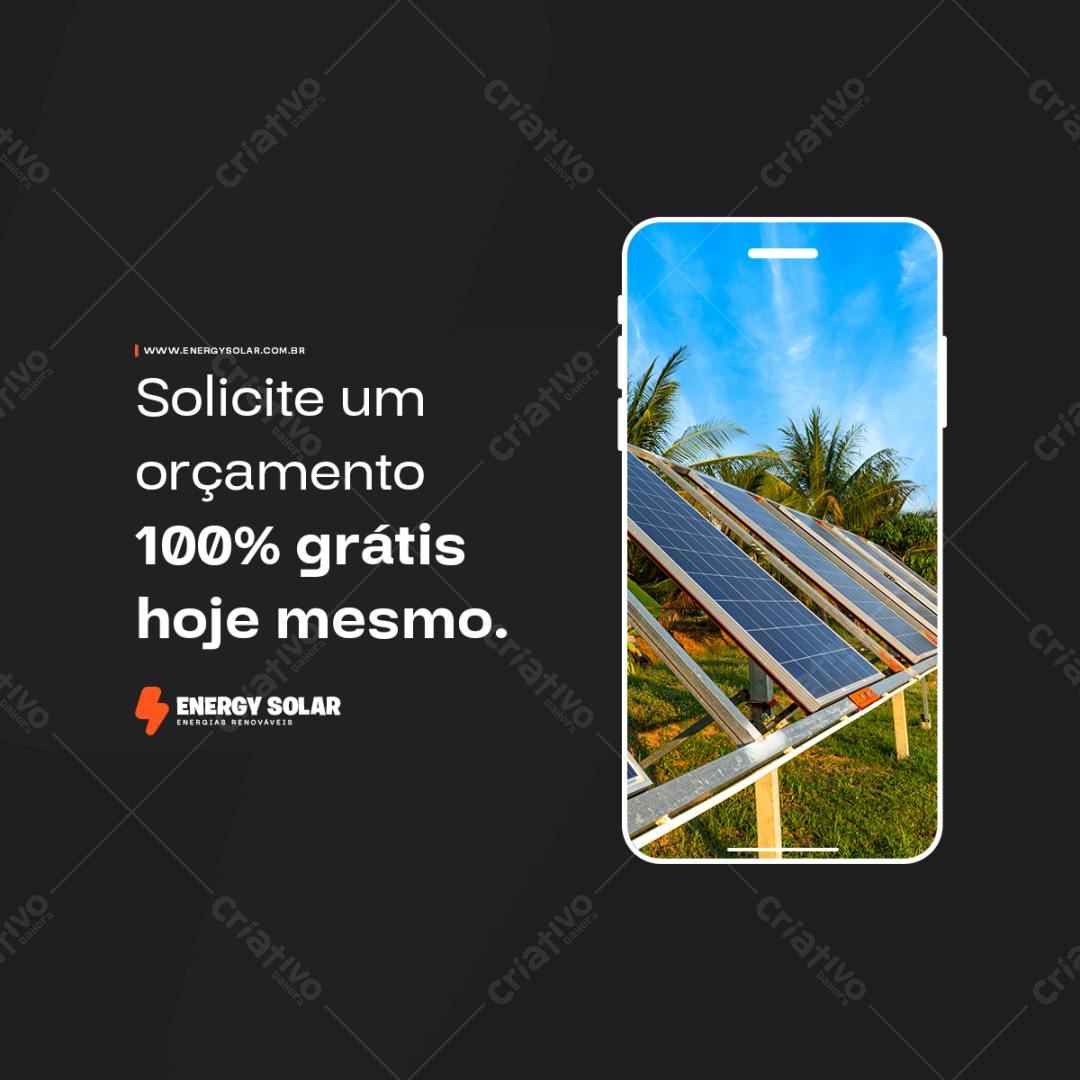 Post para Redes Sociais Energia Solar PSD Editável