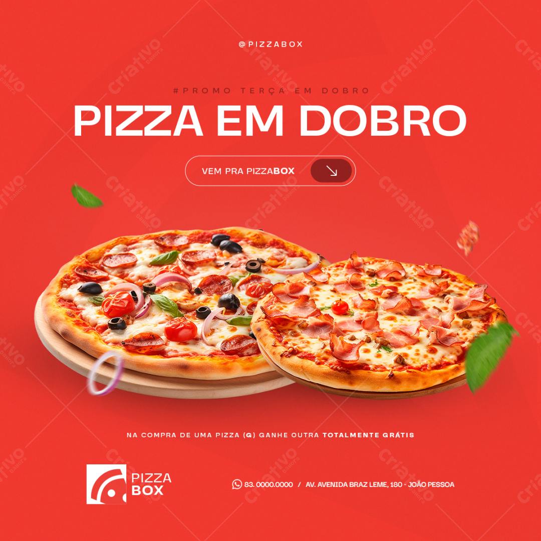 Flyer Promoção Terça em Dobro Pizza PSD Editável