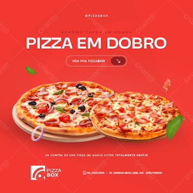 Social media pizza em dobro