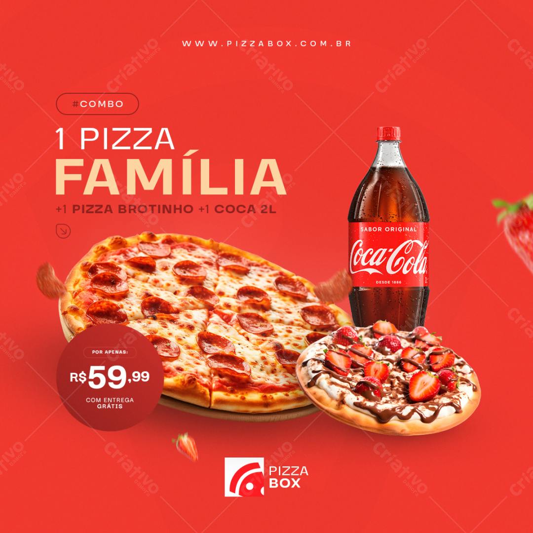 PSD Flyer Promoção Pizza Família com Coca-Cola PSD Editável