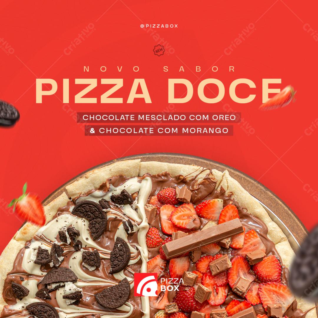 Post para Redes Sociais Pizza Doce PSD Editável