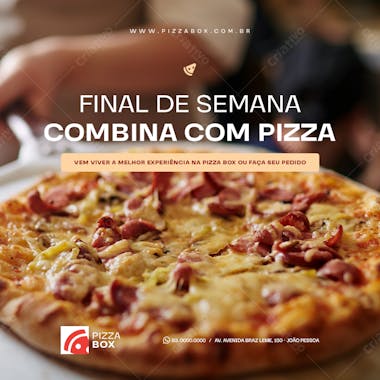 Social media final de semana combina com pizza