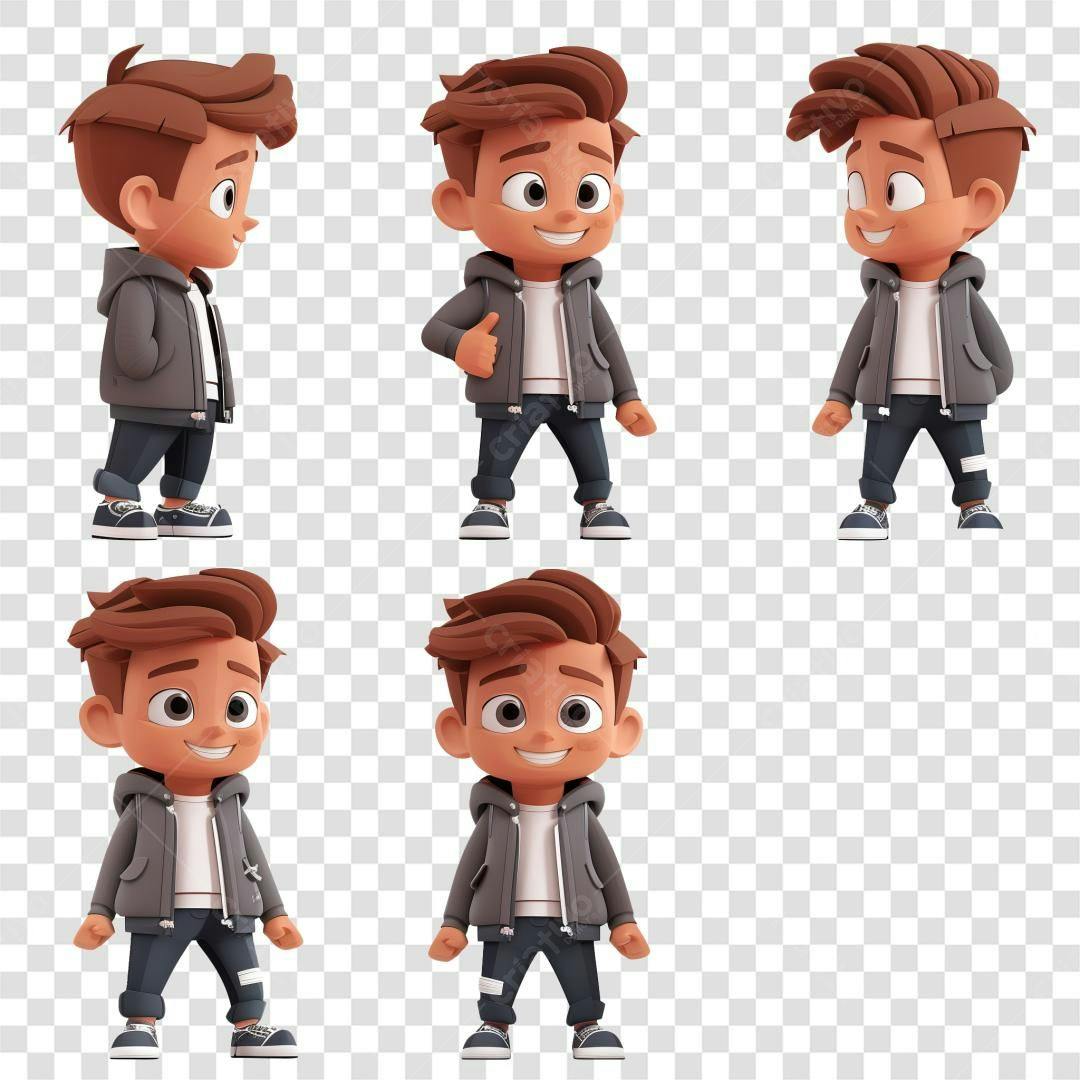 Personagem Cartoon Menino PSD Editável