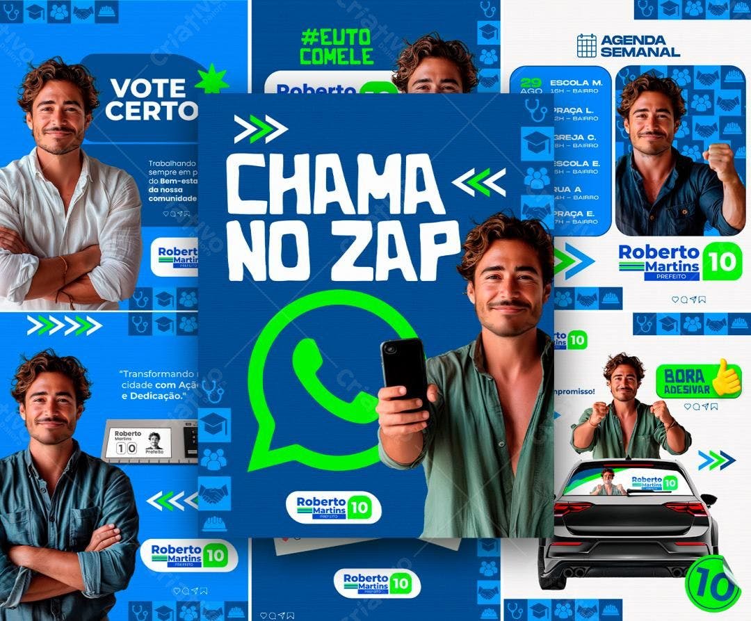 Kit PSD para Campanha Política - Roberto Martins 10 PSD Editável