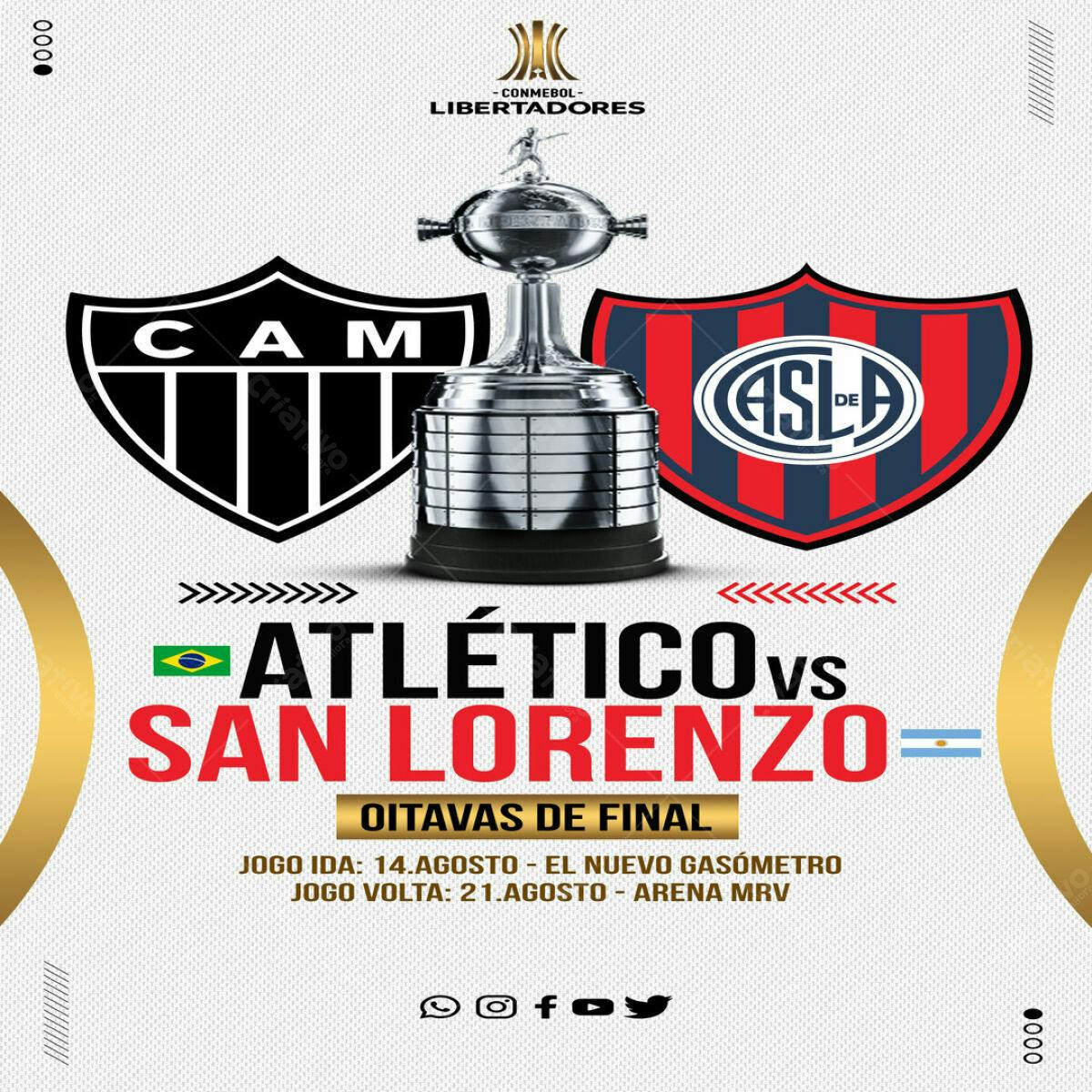 Flyer Atlético vs San Lorenzo PSD Editável