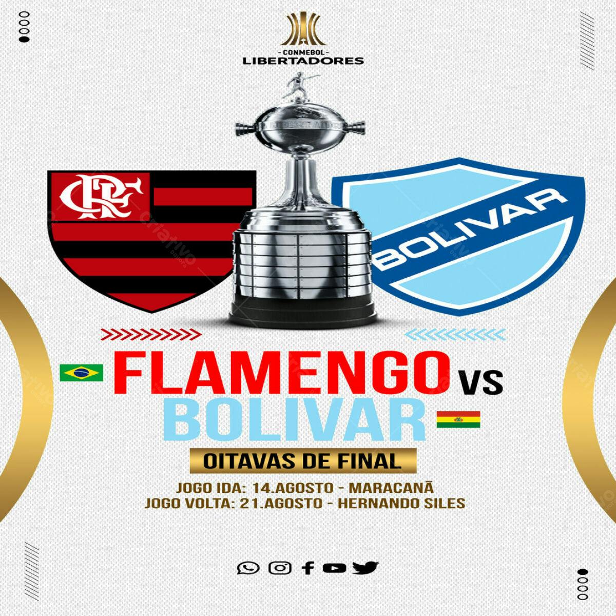 Flyer Flamengo vs Bolivar Libertadores PSD Editável