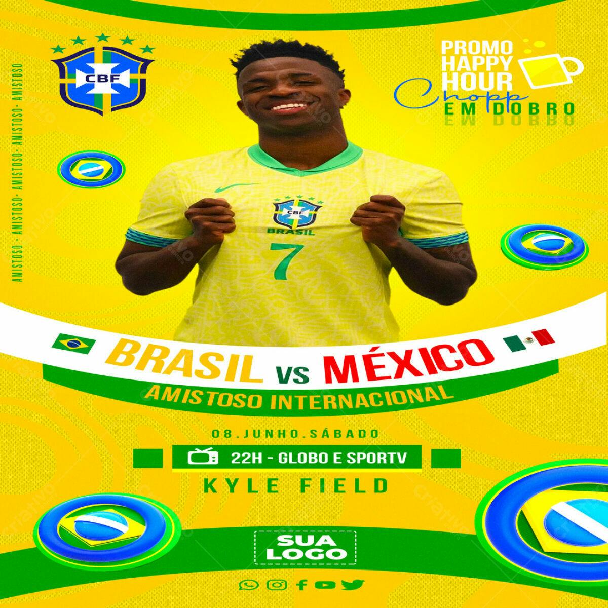 Flyer Jogo Brasil x México PSD Editável
