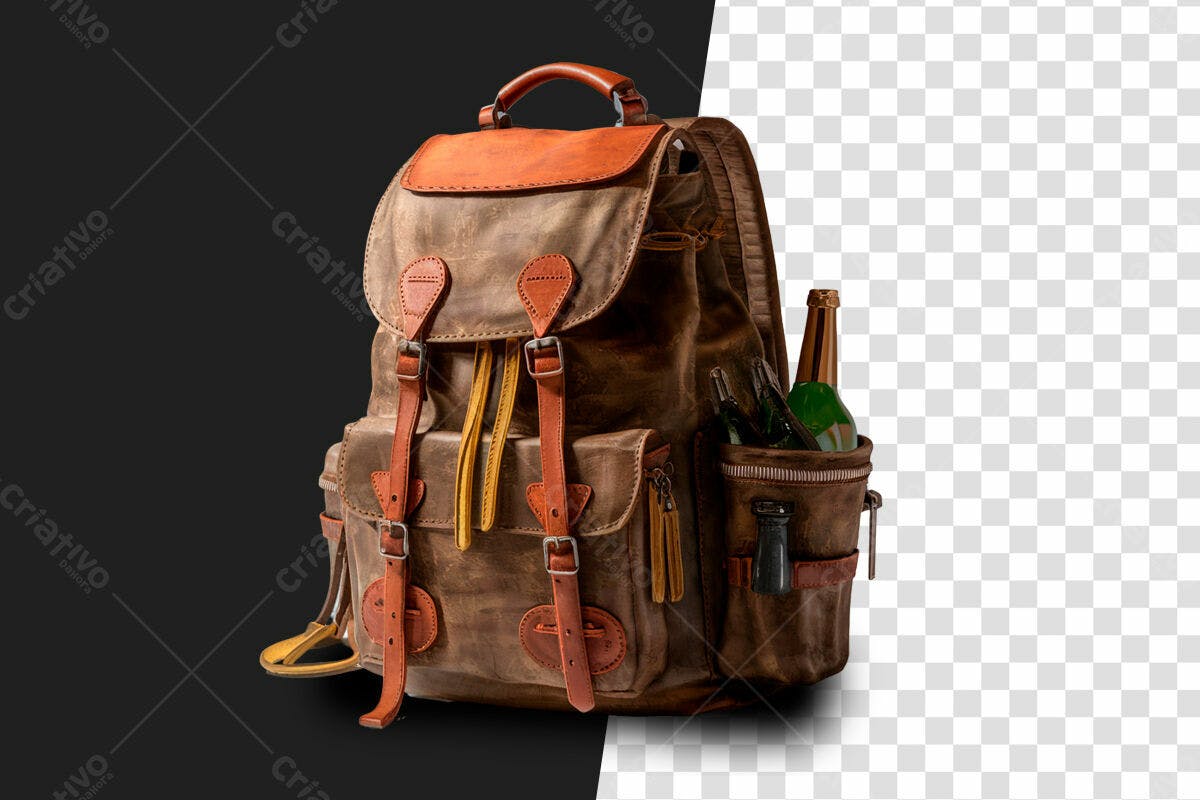 Mochila de Couro Vintage PSD Editável