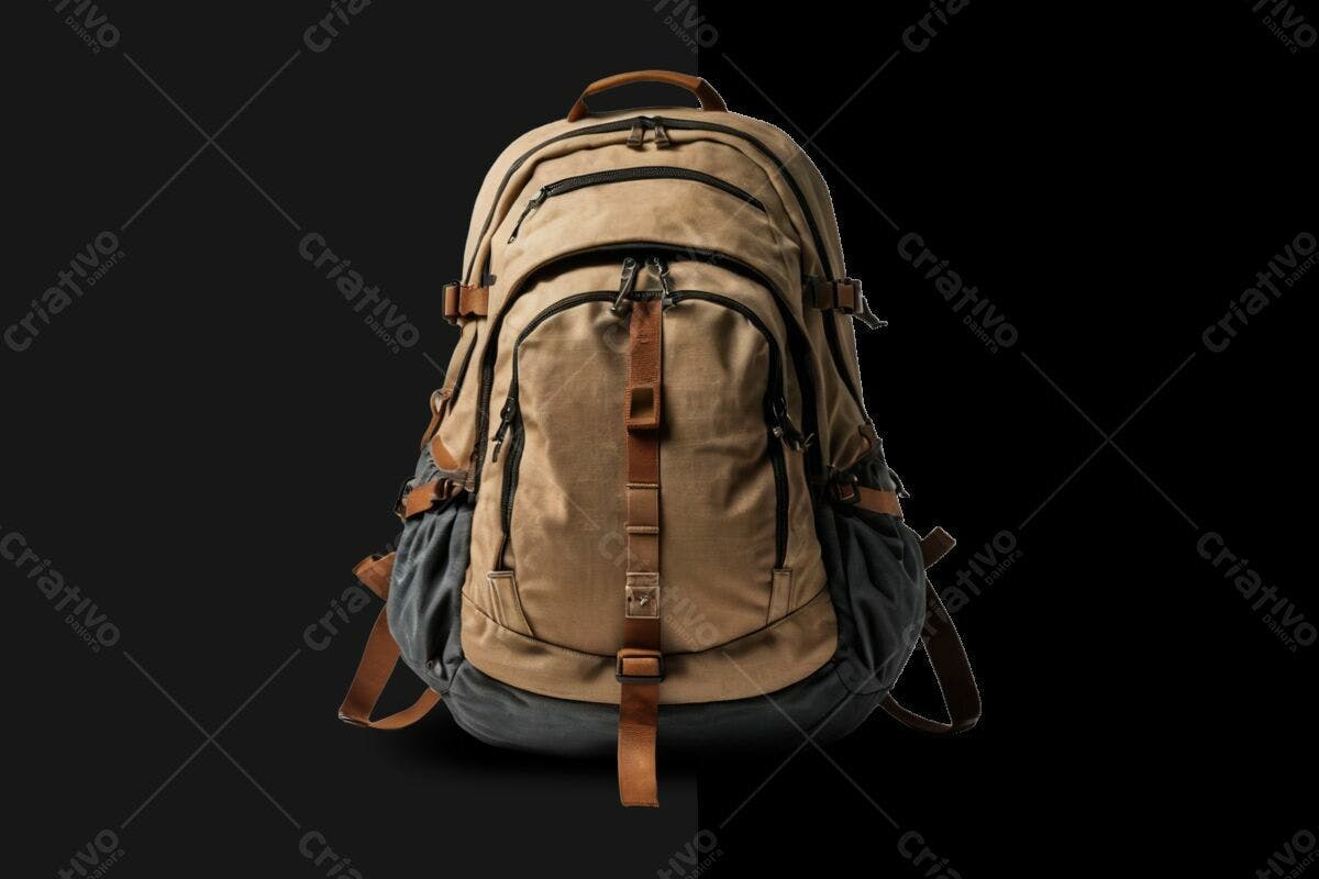 Mockup de Mochila de Viagem Bege e Cinza PSD Editável