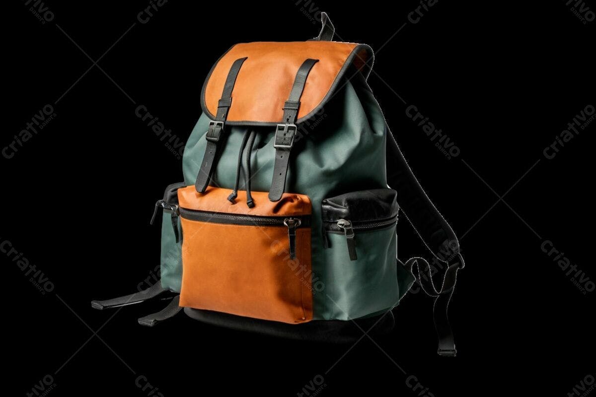 Mochila Verde e Marrom PSD Editável