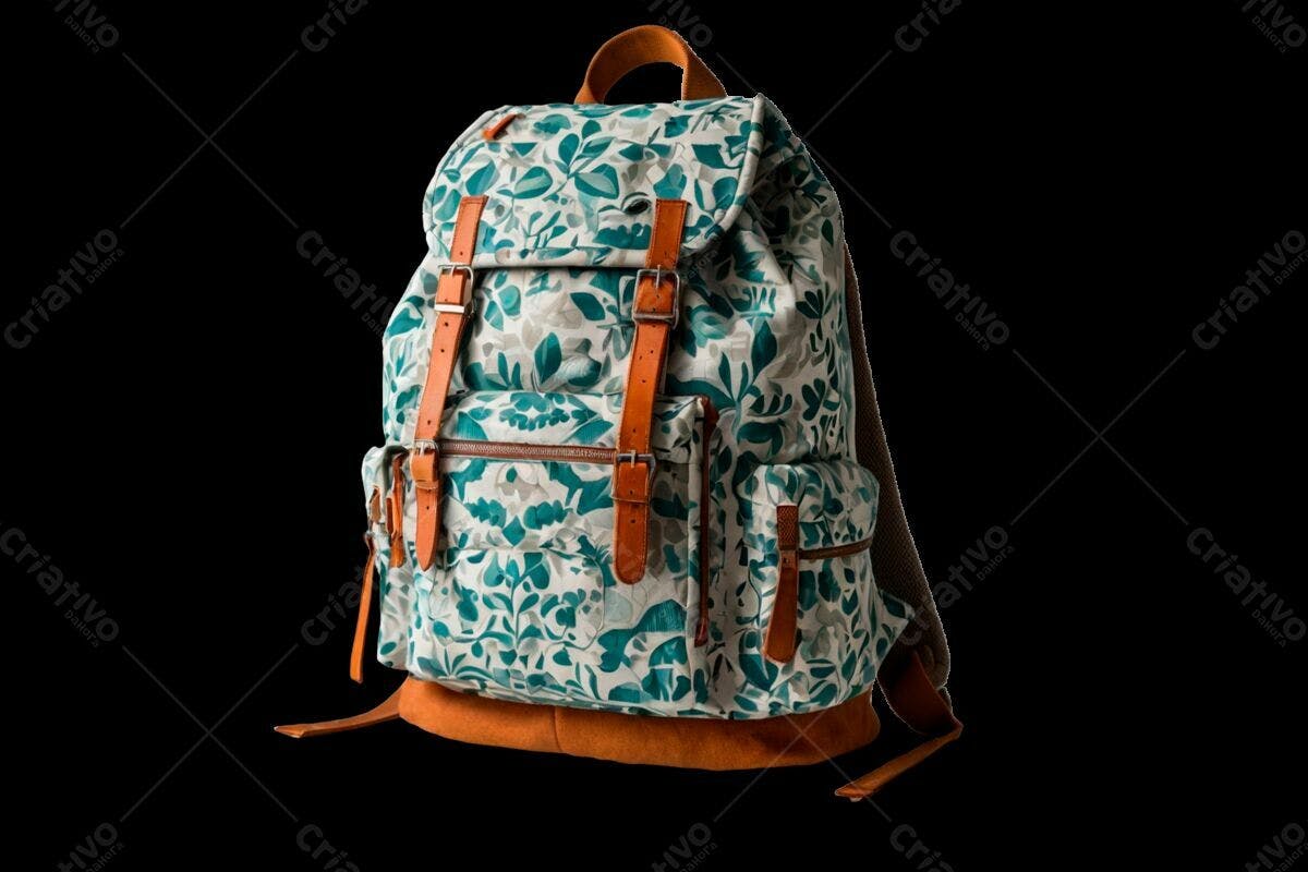 Mochila com estampa floral PSD Editável