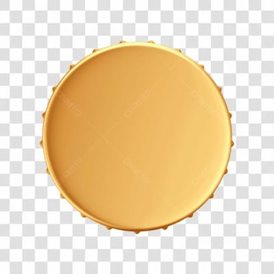 Asset 3D Tampa Tampinha Refrigerante Cerveja Dourada Premiada Com Fundo Transparente