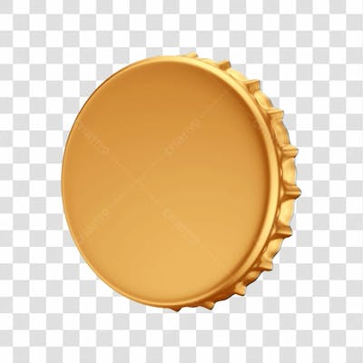 Asset 3D Tampa Tampinha Refrigerante Cerveja Dourada Premiada Com Fundo Transparente