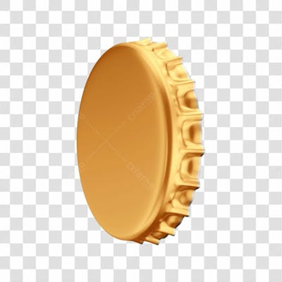 Asset 3D Tampa Tampinha Refrigerante Cerveja Dourada Premiada Com Fundo Transparente