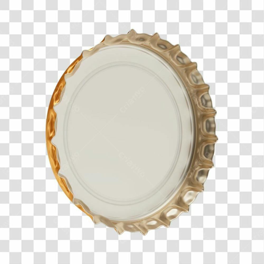 Asset 3D Tampa Tampinha Refrigerante Cerveja Dourada Premiada Com Fundo Transparente