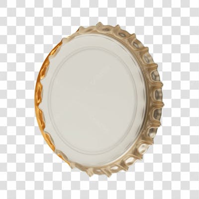 Asset 3D Tampa Tampinha Refrigerante Cerveja Dourada Premiada Com Fundo Transparente