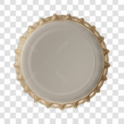 Asset 3D Tampa Tampinha Refrigerante Cerveja Dourada Premiada Com Fundo Transparente