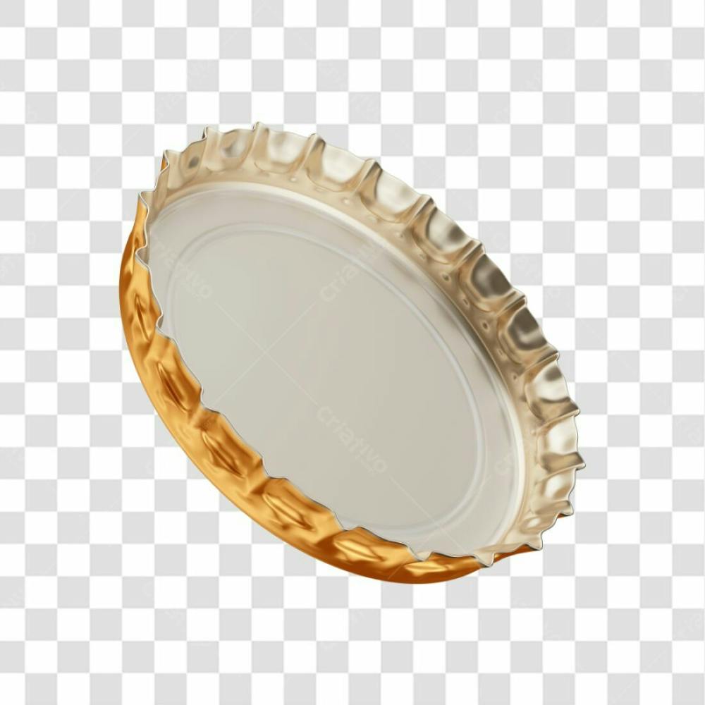 Asset 3D Tampa Tampinha Refrigerante Cerveja Dourada Premiada Com Fundo Transparente