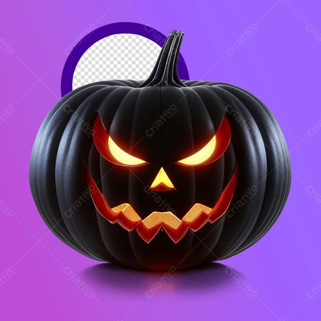 Icone Halloween Abóbora Negra PNG com fundo transparente