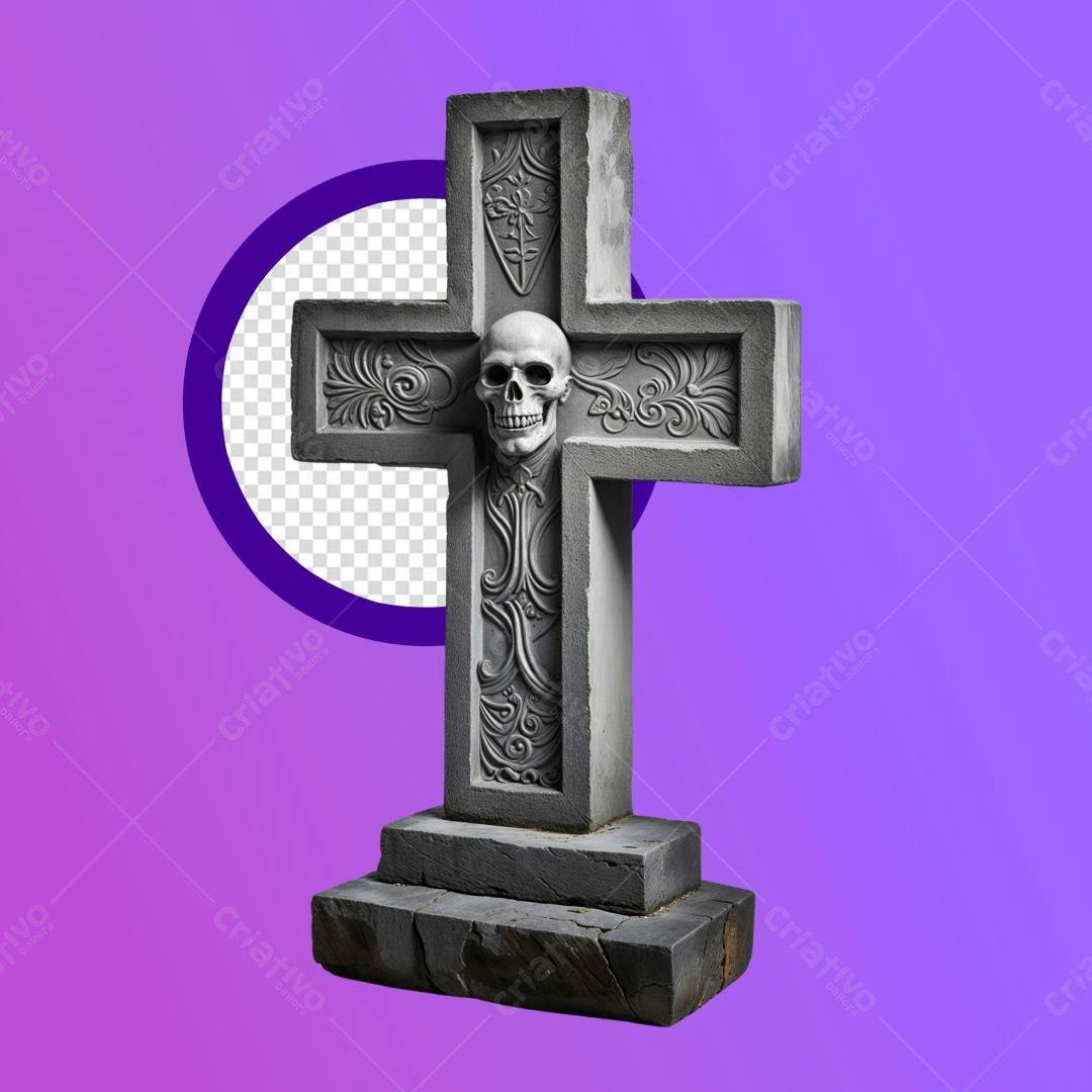 Icone Dia das Bruxas Cruz com Caveira PNG com fundo transparente