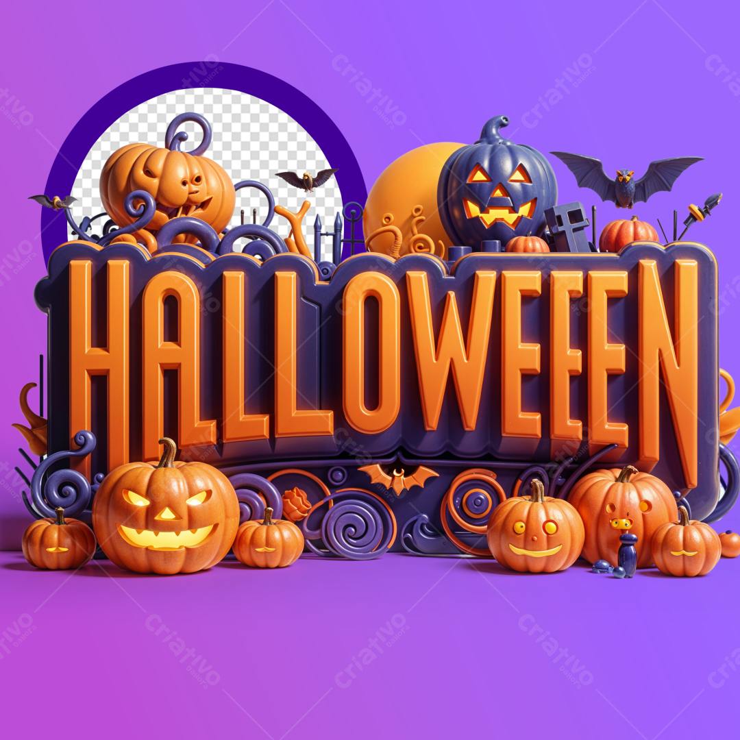 Banner Halloween com Abóboras PSD Editável
