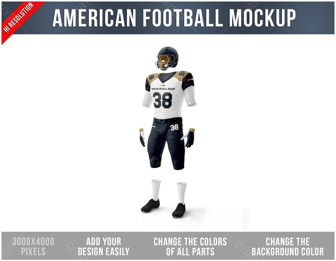 Mockup Uniforme Futebol Americano PSD Editável