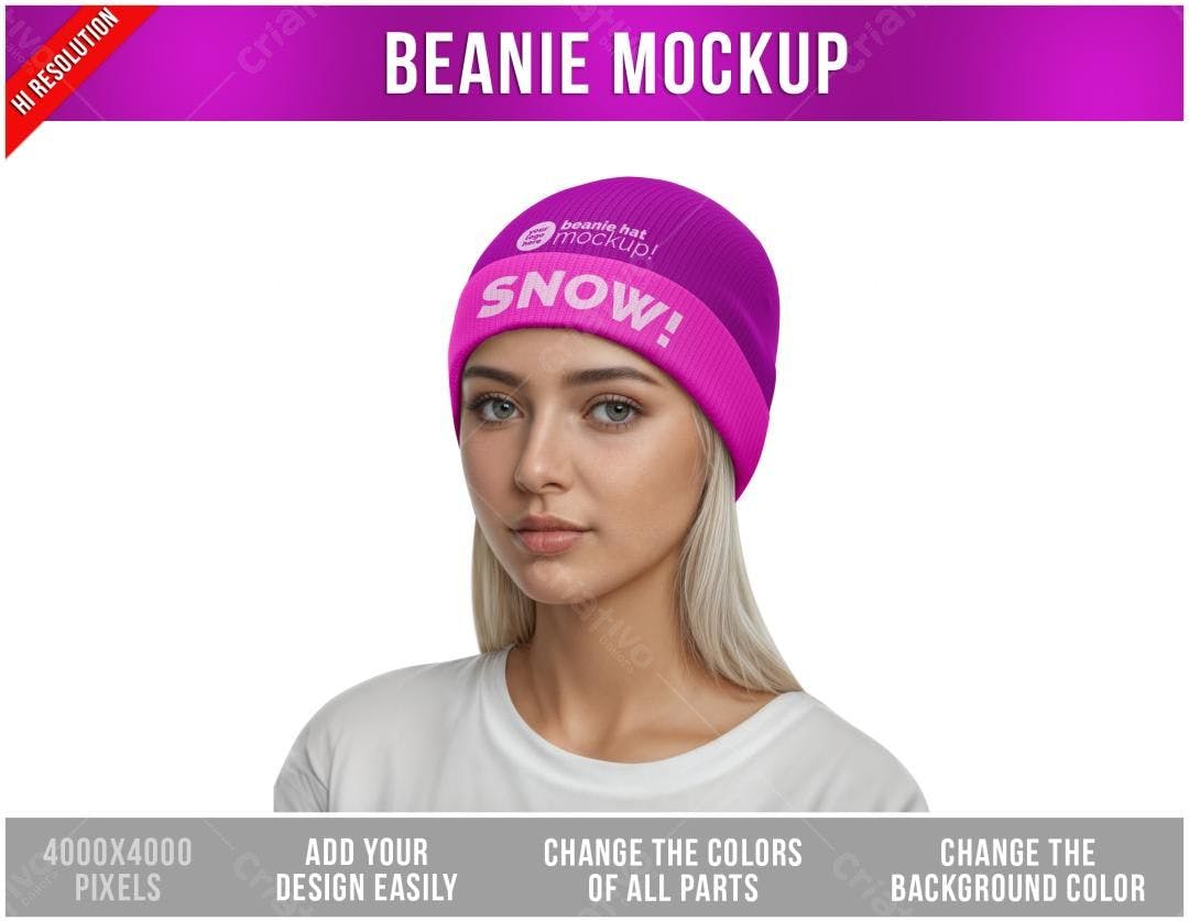 Mockup de Gorro para Inverno PSD Editável