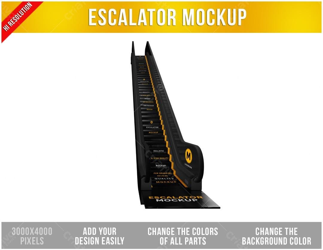 Mockup de Escada Rolante PSD Editável