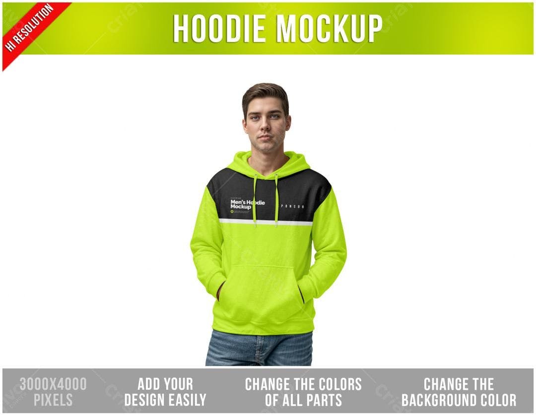 Mockup de Moletom Masculino PSD Editável